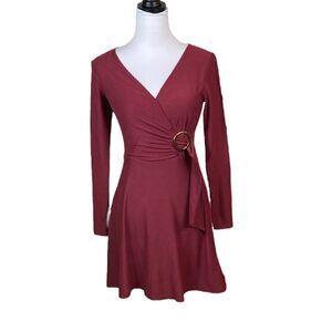 Planet Gold Long Sleeve Fit And Flare Dress, Size S